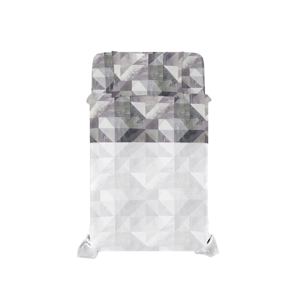 Set Lenzuola Singolo con Stampa Sopra Sotto e Federa Linea River Sepik Grey