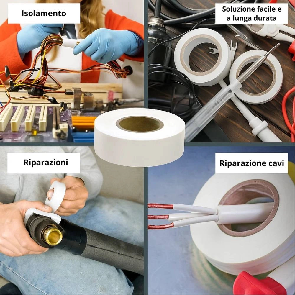 Kit nastro isolante in pvc autoestinguente multicolore per impianti sicuri *** colore bianco, dimensioni 19 mm x 25 m...