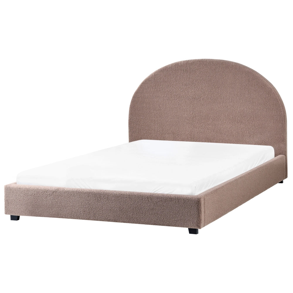 Letto con rete design minimalista retrò bouclé tortora 140 x 200 cm