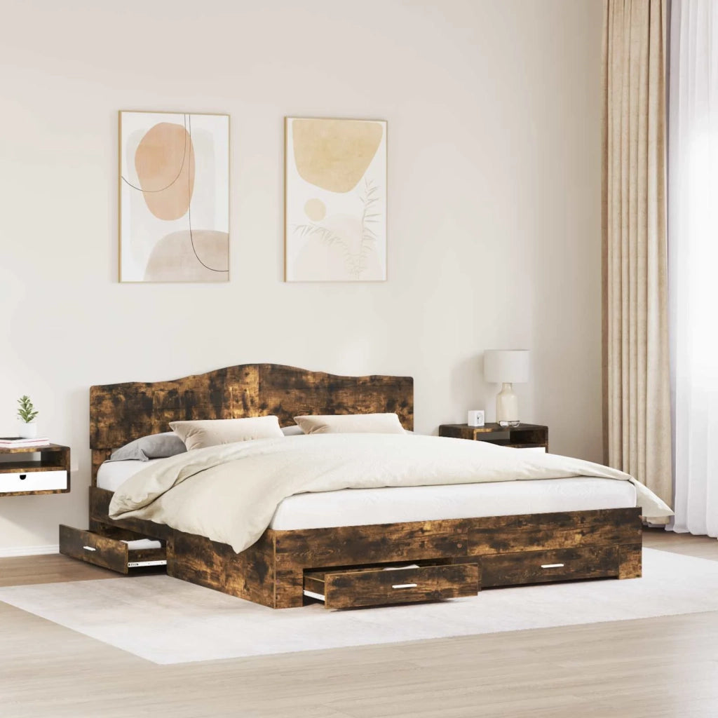 Struttura del letto Rovere fumé 200 x 200 cm Legno multistrato
