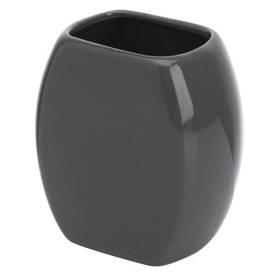 Porta spazzolini bagno grigio d'appoggio in ceramica