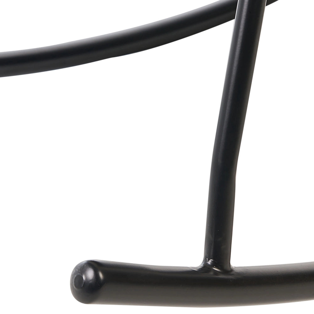 Sedia a dondolo Tessuto poliestere boucle bianco e nero Rivestimento gambe in metallo Pattini Design tradizionale retrò