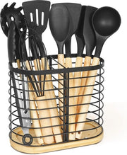 Organizzatore per Utensili da Cucina - Supporto Spaziale con Base in Bambù e Progettazione Aperta