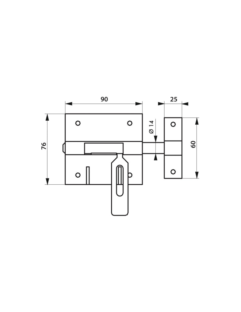 Chiusura a chiavistello per porta, Ø 14 mm, porta lucchetto, acciaio – THIRARD