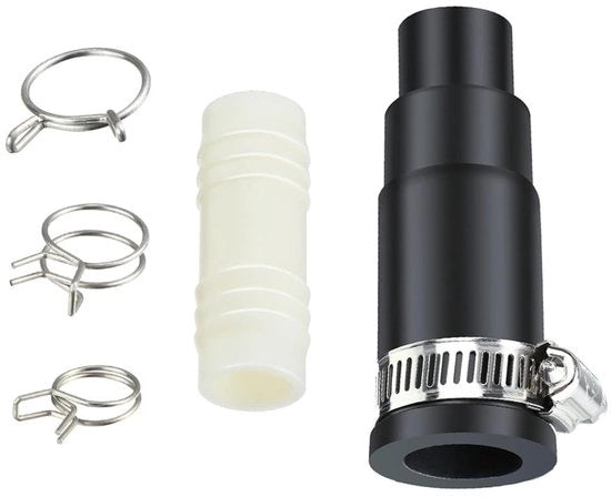 Connettori di scarico per lavastoviglie - Set di connettori di scarico - Flessi di scarico - Viti di fissaggio - Materiale plastico - Adatto per diverse misure di tubo