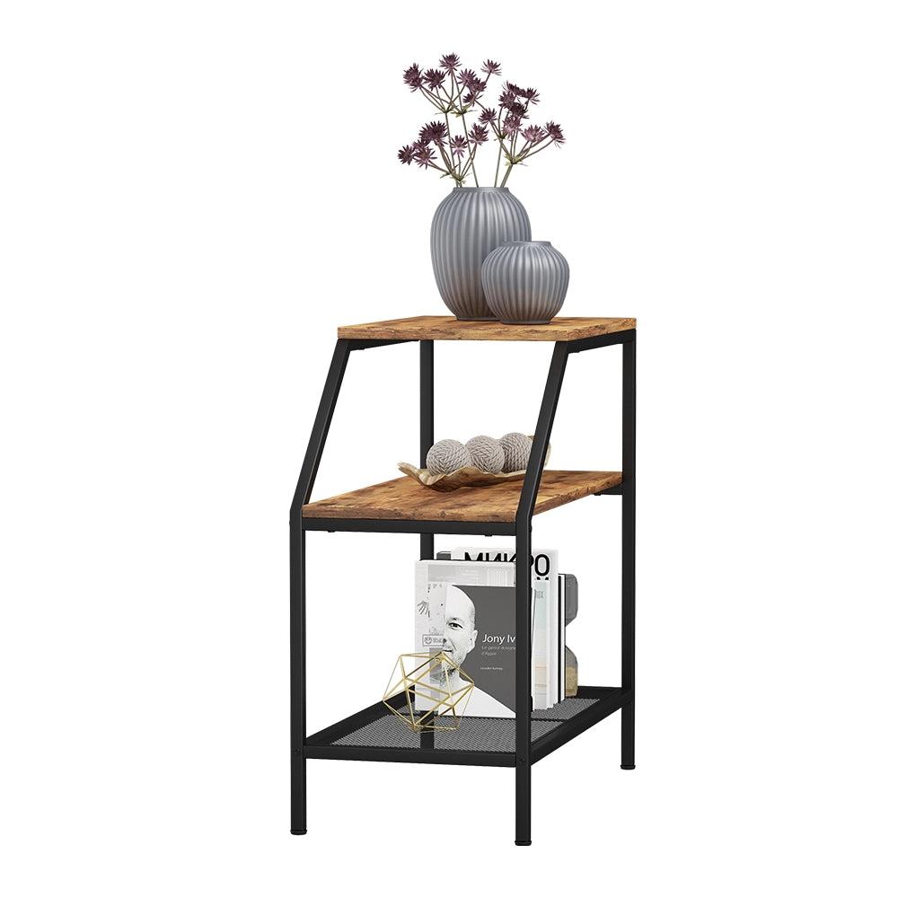 Vicco Tavolino da salotto Rovere rustico 30 x 60 cm con 2 scomparti aperti