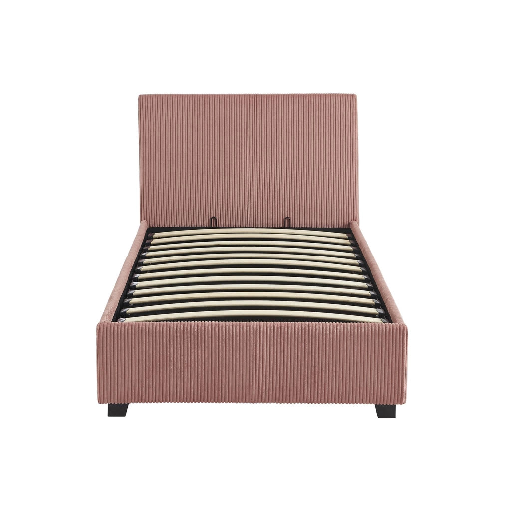 Letto con rete e testata pieghevoli 90x190cm, velluto a coste fini,