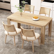 Set di 4 sedie da pranzo in rattan e PU beige, altezza 80 cm