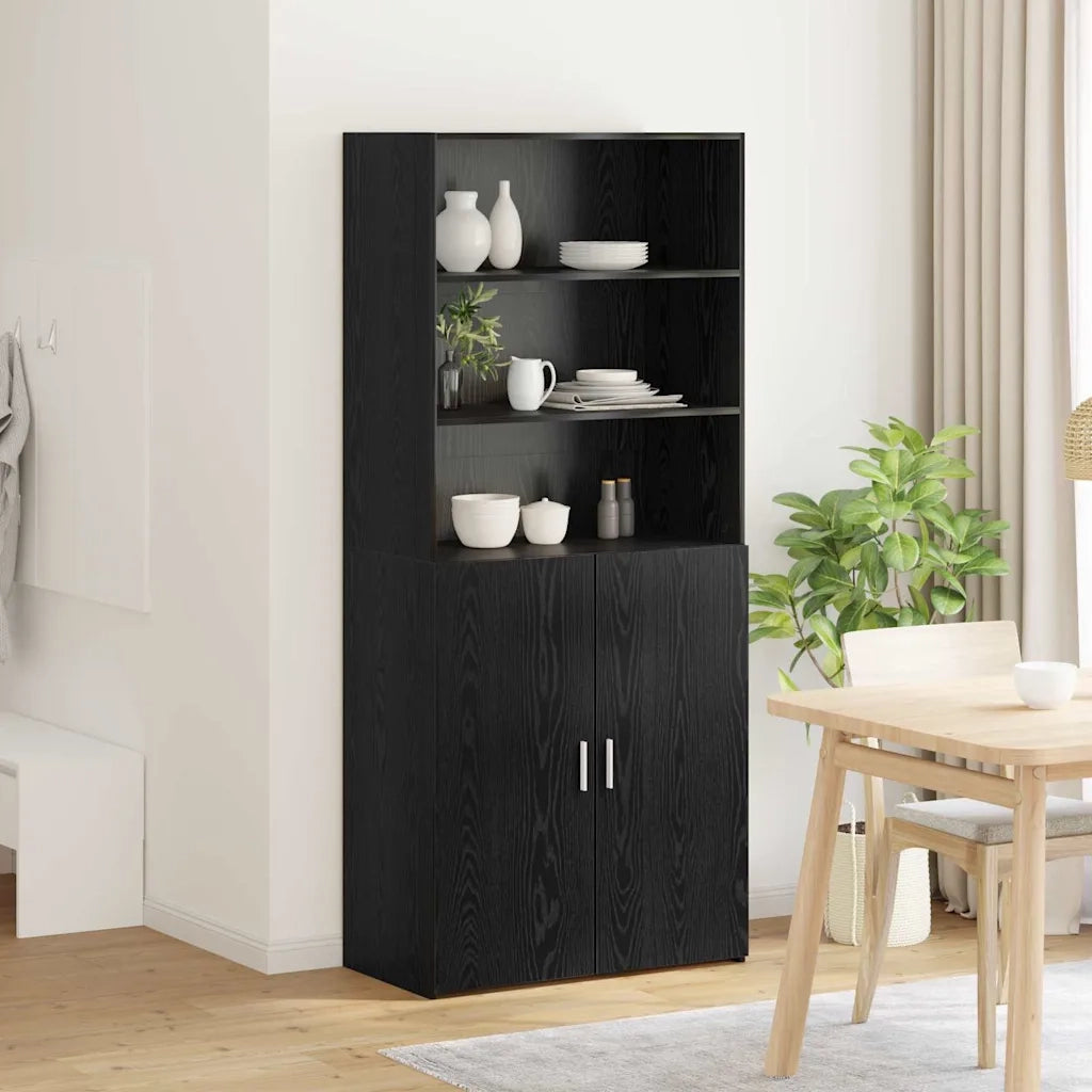 Credenza Rovere Nero 80 x 42,5 x 185 cm Legno multistrato 3402634