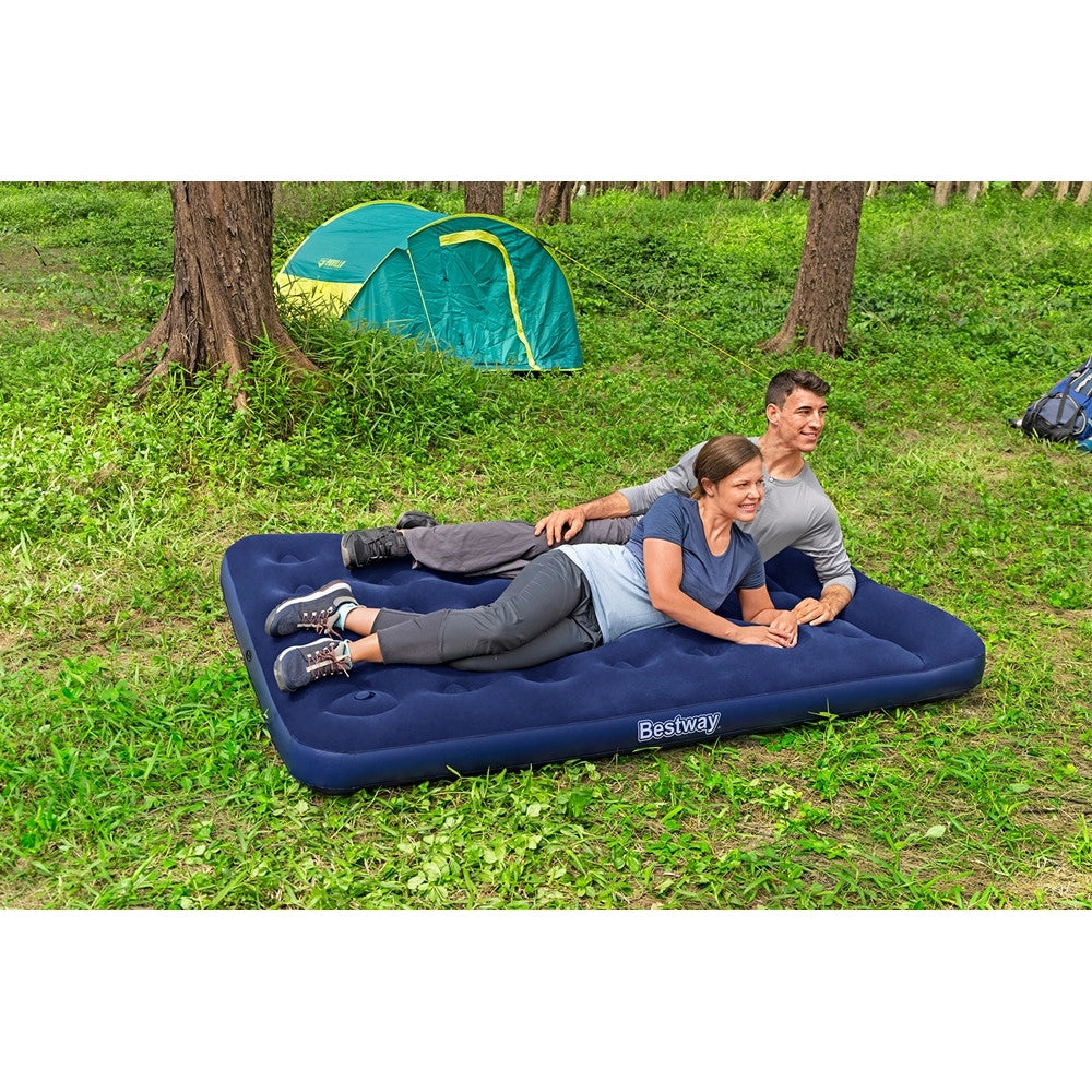 Trade Shop - Materasso Gonfiabile Matrimoniale Floccato Con Pompa A Pedale Integrata 191x137x28cm 67225 -