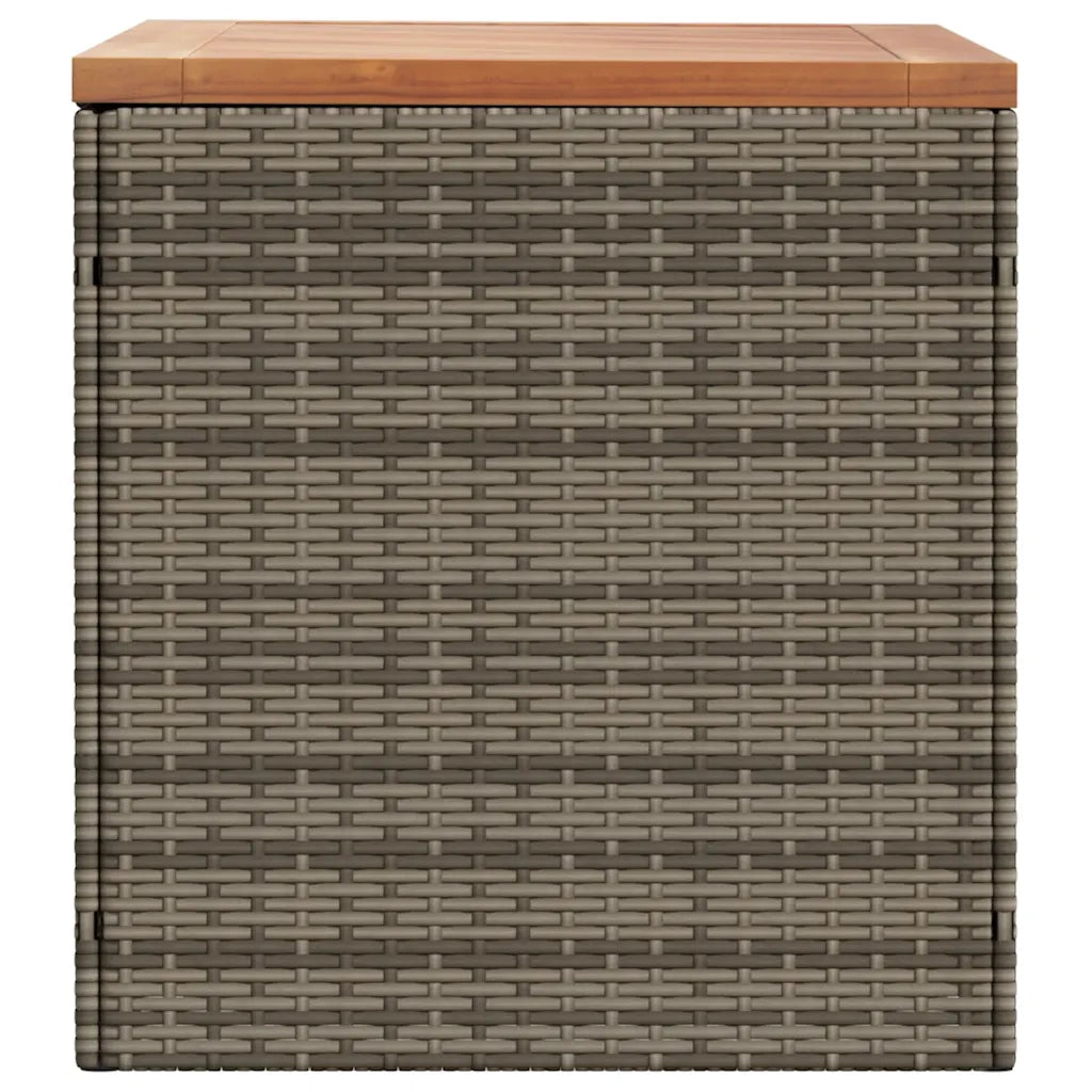 Contenitore Giardino Grigio 110x50x54cm Polyrattan Legno Acacia
