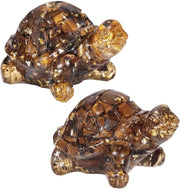 Scheda decorativa 2 in 1 con figura di tartaruga in cristallo, figure decorative in cera con pietre d'acqua, pietre d'acqua per animali, figura di tartaruga Feng Shui, oggetto di fortuna per la decorazione dell'ufficio casalingo, pietra tigre.