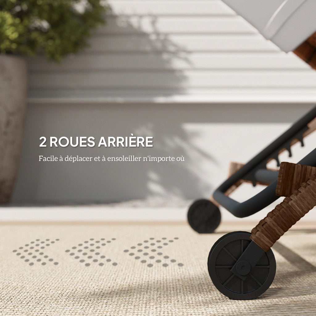 Chaise Longue Polyrattan con Cuscino e Accoudoirs ¨C Zephmum ¨C Marrone e Beige