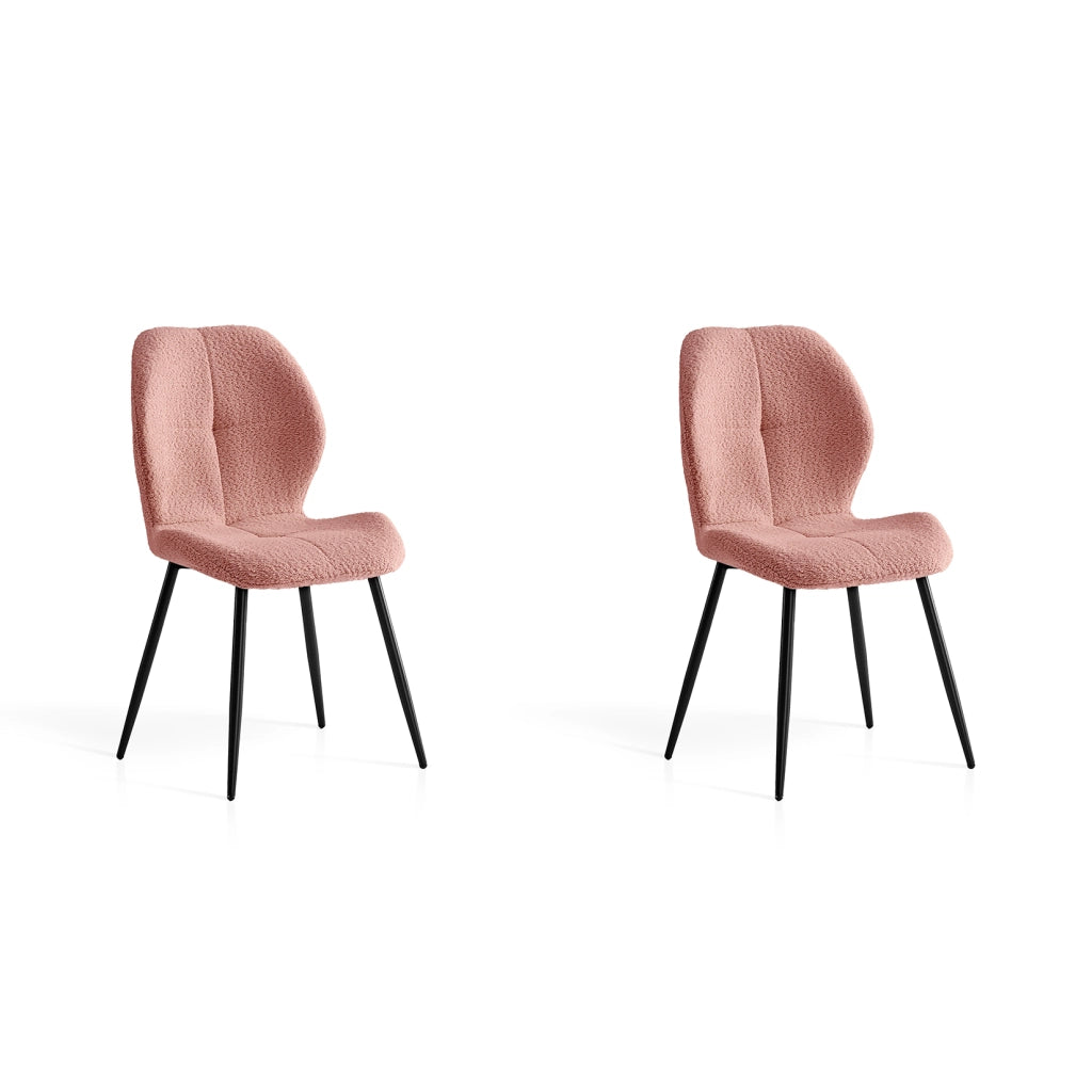 Set 2 sedie da pranzo Hispanohogar ferro e tessuto bouclé rosa 87×50×57 cm