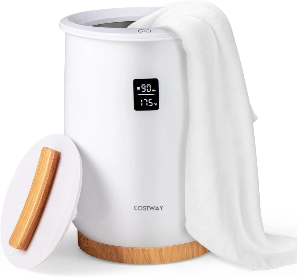 COSTWAY Secchio Scaldasalviette, Scalda Asciugamani Riscaldato 20L con Display LED, Controllo a 1 Pulsante e Timer, Scaldasalviette di Lusso Bagno con Portadischi Profumati e Spegnimento Automatico