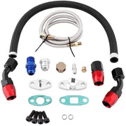 Kit di alimentazione turbo con rigeneratore di olio per linea di rifornimento AN10 in alluminio - Adattatore di sostituzione kit di copertura - Adatto per T3 T4 GT35 T70 T66 -...