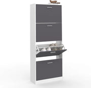 Scarpiera KLARK bianca a 4 ante grigio chiaro