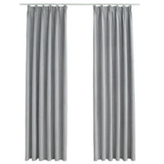 Tende Oscuranti | Tende Blackout con Ganci 2 pz Grigie 140x225 cm