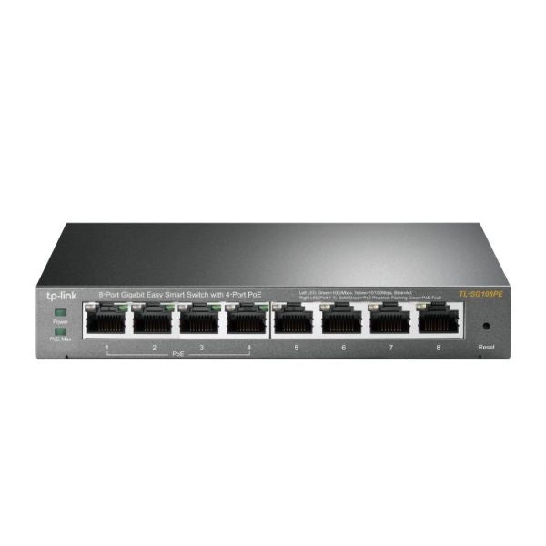 Tp-link tl-sg108pe gestito l2 gigabit ethernet (10/100/1000) supporto power over ethernet (poe) nero