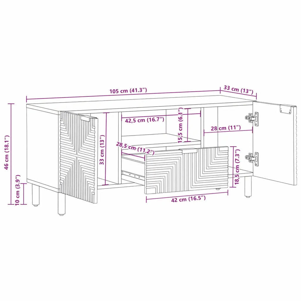 Unità TV con porta Legno di Acacia Massello 105 x 33,5 x 46 cm 4017770