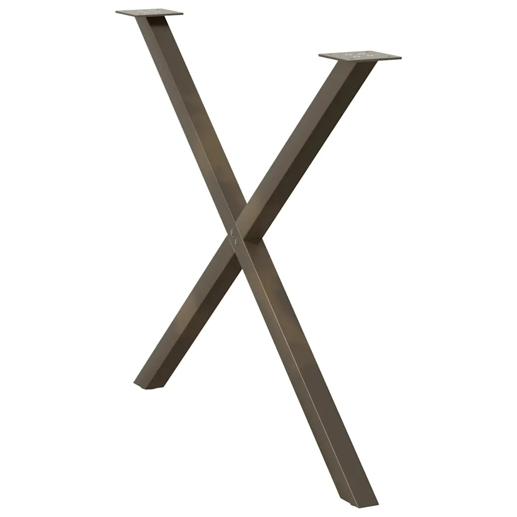 Gambe per tavolo da pranzo a forma di X 2 pz in acciaio naturale 90x(72-73) cm 4012927