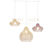 SOSPENSIONE BIANCO 3 LUCI RETTANGOLARE VETRI (1 X PICCOLO AM + 1 X PICCOLO RU + 1 X GRANDE AM) 1191BI-S3 RMIX-AR