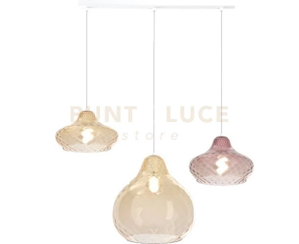 SOSPENSIONE BIANCO 3 LUCI RETTANGOLARE VETRI (1 X PICCOLO AM + 1 X PICCOLO RU + 1 X GRANDE AM) 1191BI-S3 RMIX-AR