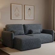 Pagno, Divano Letto con Penisola Contenitore, 207x148 cm blu