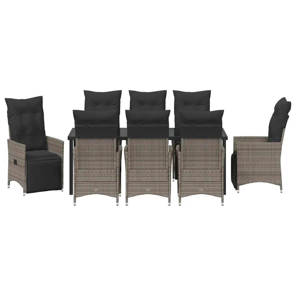 Set da Pranzo per Giardino con cuscino 9 pcs Grigio polyrattan 3379582