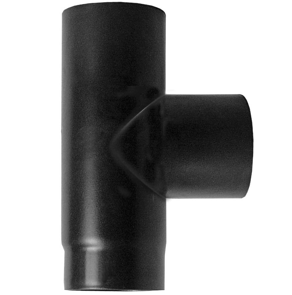 Raccordo caldaia a T 90 fm-f  DN 130 smaltato 600 gradi stufa legna tubo nero CE Made in Italy
