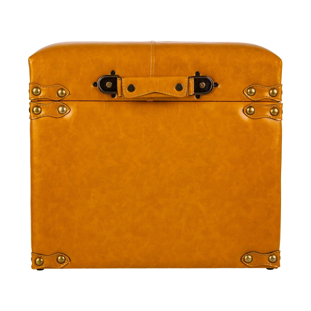 Sgabello con cassetti in similpelle arancione 38x38x35h