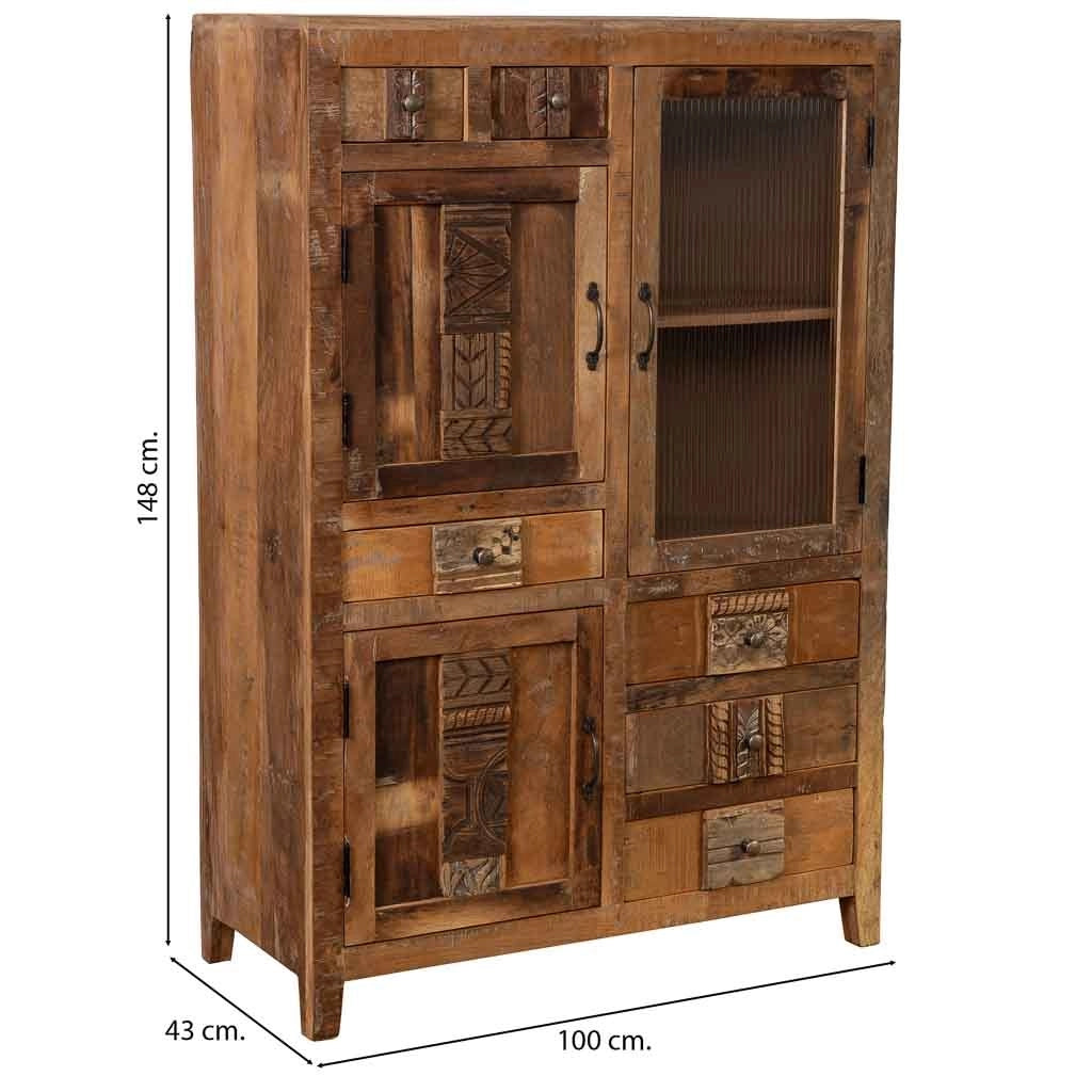 Vetrina in legno naturale 100x43x148