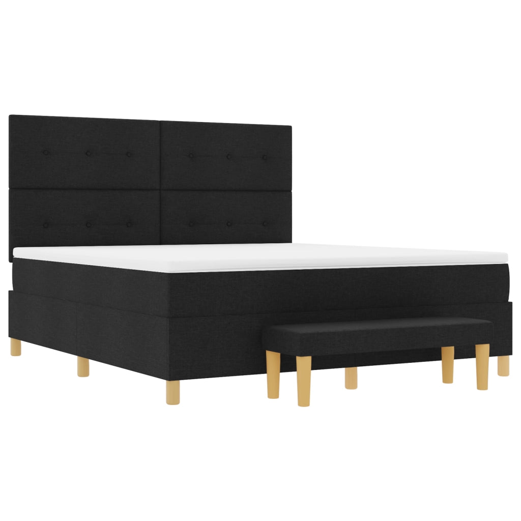 Letto Box Spring con Materasso & Panchina Nero 180x200 cm Tessuto