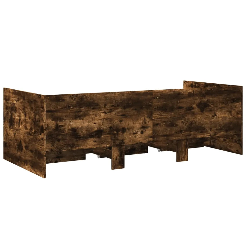 Divano Letto con Cassetti senza Materasso Rovere Fumo 90x200 cm