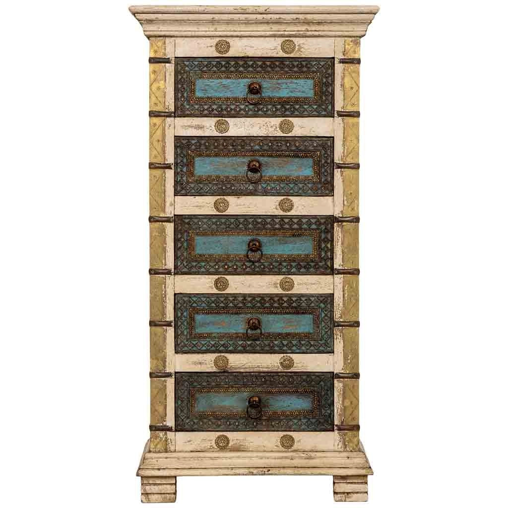 Settimanale in legno artigianale, 50x40x100h cm, bianco