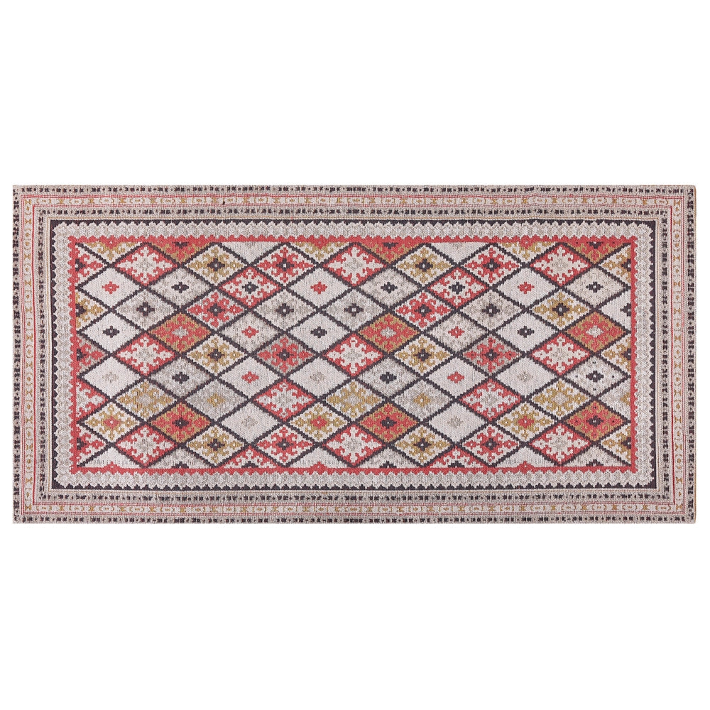 Tappeto in cotone con motivo geometrico 80 x 150 cm multicolore stile moderno camera da letto soggiorno