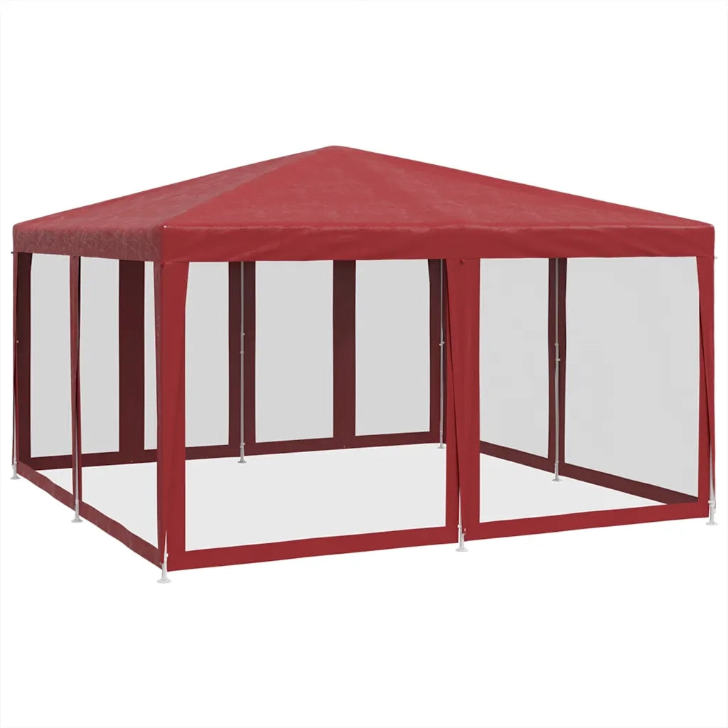 Tenda per Feste con 8 Pareti Laterali in Rete Rossa 4x4 m HDPE 4010065