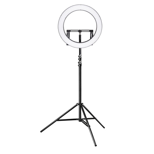 Ring light a LED 500 Bi-Color dimmerabile con treppiedi fotografico, Luce ad anello da 32W per foto e video con settori commutabili e accessori