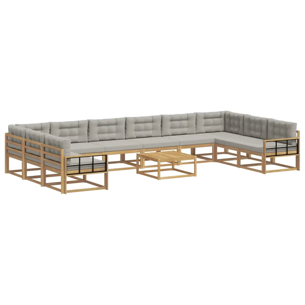 Set di divani da esterno 11 pz Bianco e Grigio Chiaro 3387150