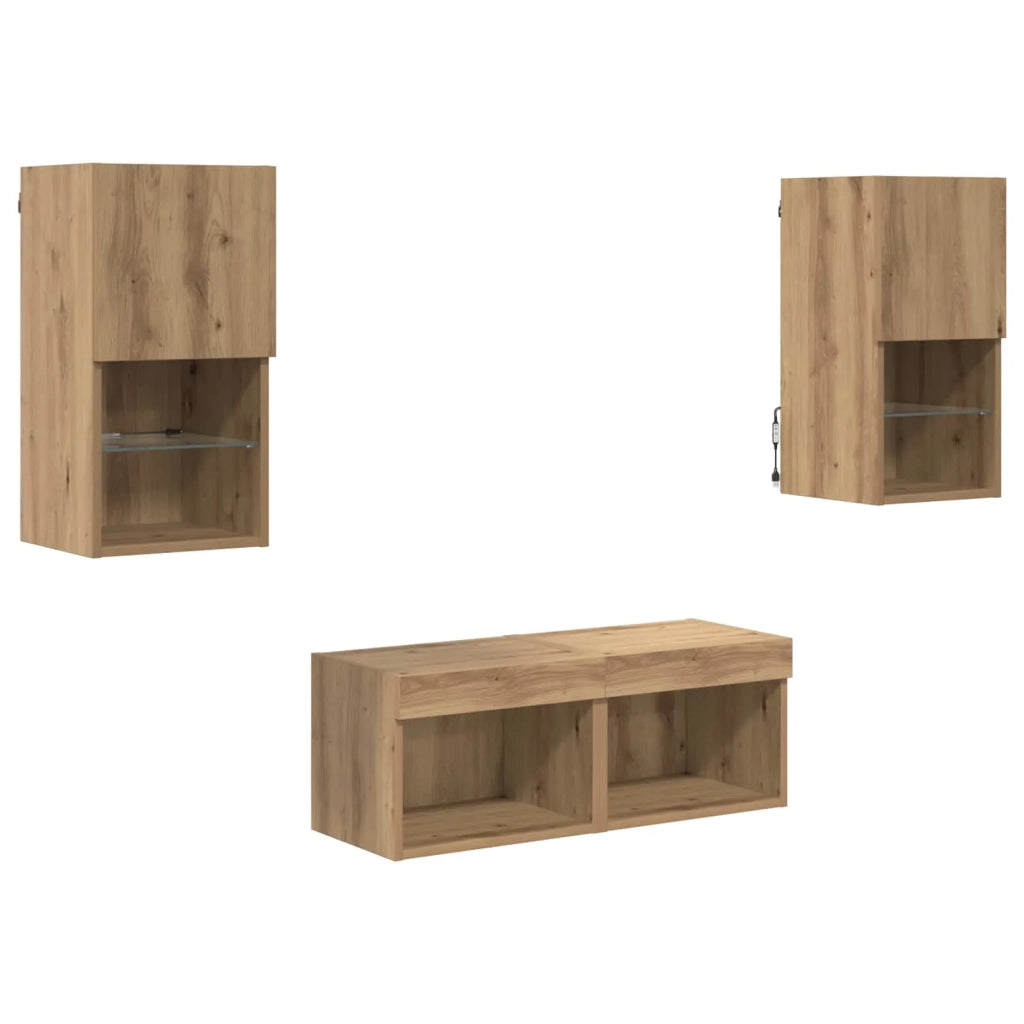 Mobiletti TV da Parete 4 pcs Rovere artigianale 3402915