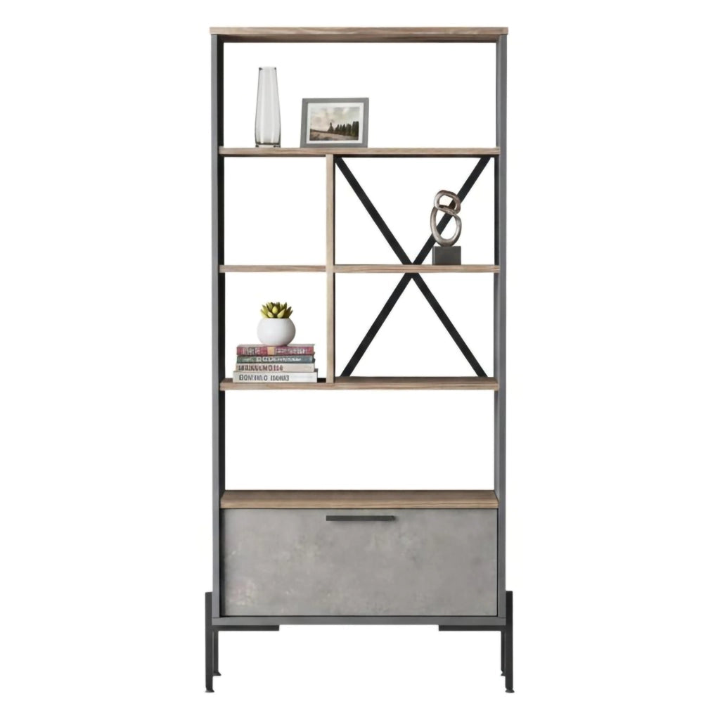 Biblioteca Fabrice, Libreria 4 Ripiani, 76x45x161h cm Marrone