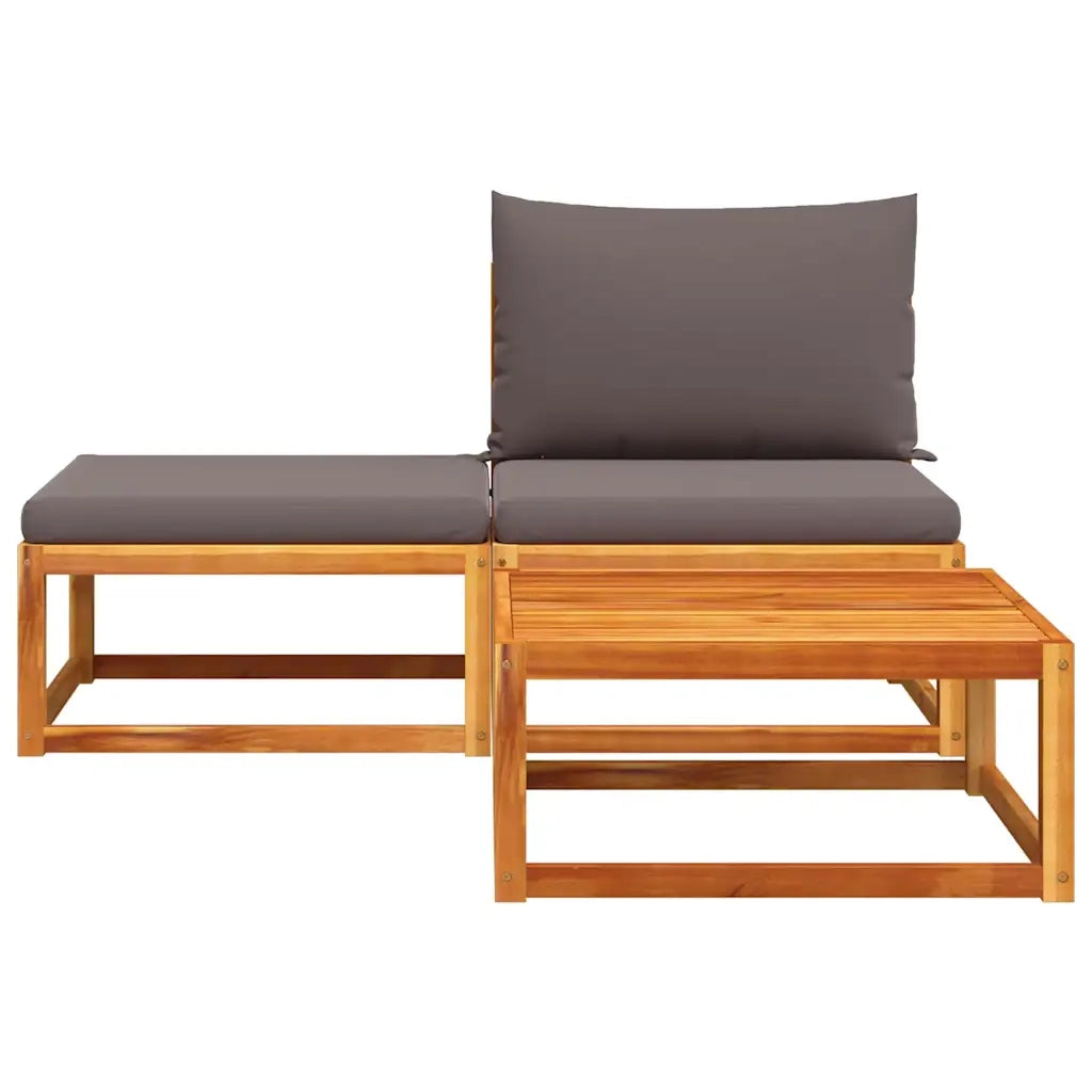 Set di divani da giardino 3 pezzi con cuscini in legno di acacia e rattan 4008174