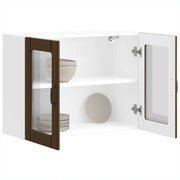vidaXL Pensile da Cucina con Porta in Vetro Lucca Rovere Marrone