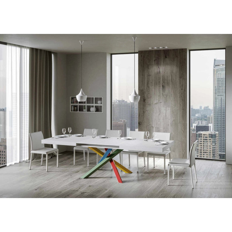 Tavolo allungabile 120/380x90 cm Volantis telaio Multicolore 4/B - Bianco Frassino