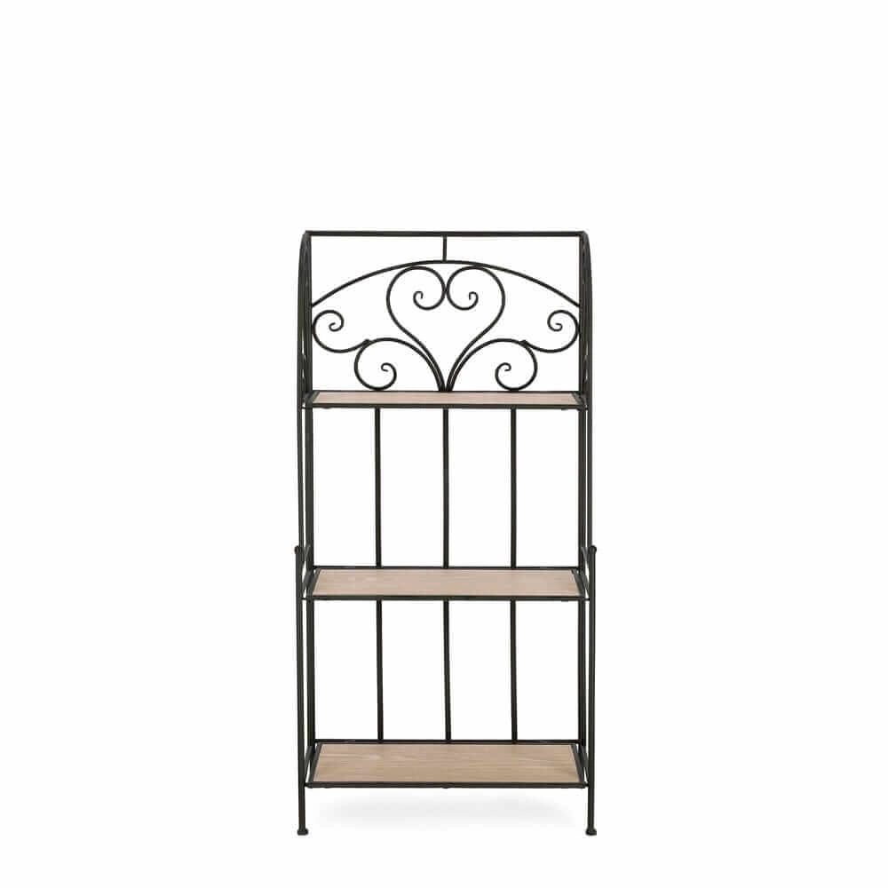 Scaffale Pieghevole in Metallo Bianco con 3 Ripiani in Legno - GISEL