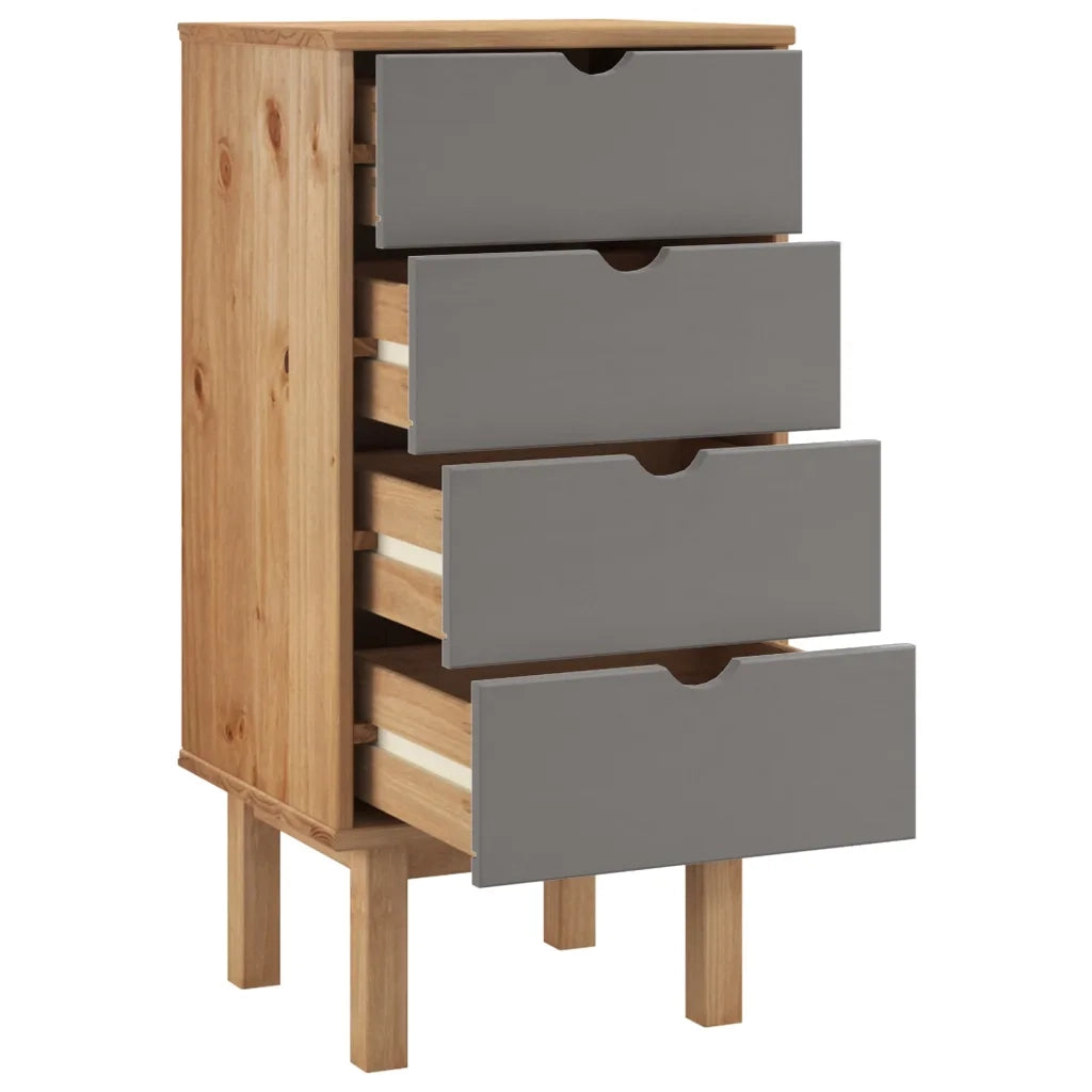 Cassettiera OTTA Marrone e Grigio 45x39x90 cm in Legno di Pino 348580
