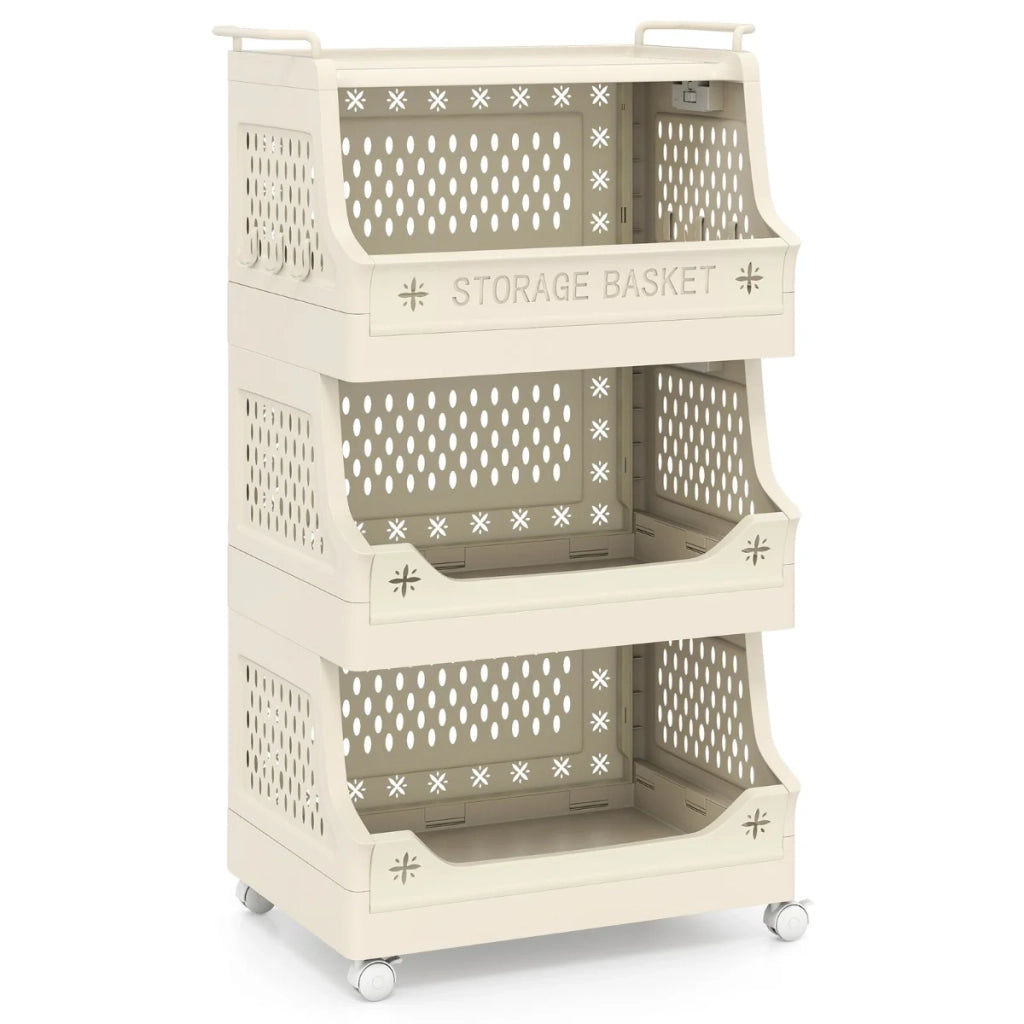 Cesto portabiancheria con ruote 44,5 x 29,5 x 52,5 cm grande capacità ventilazione ottimale design moderno PP beige 20_0019008
