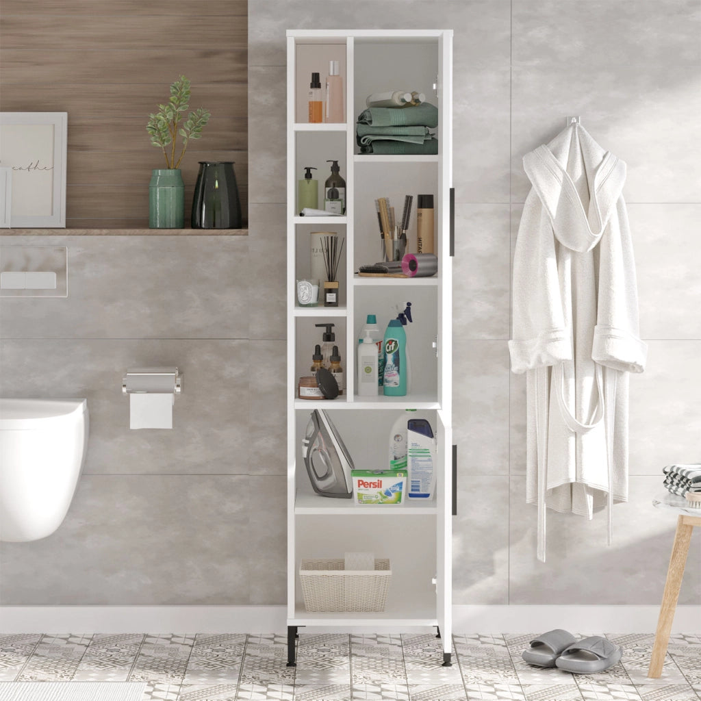 Armadio multifunzionale in legno "Vile" - 45 x 35 x 174 cm - Bianco