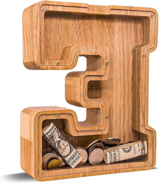 Cassa per la Risparmiatore di Legno per Bambini - Banca di Monete per Ragazzi - Cassa per la Risparmiatore Personalizzata in Legno - Regalo per Festa e Compleanno - Aggiornamento 9 pollici