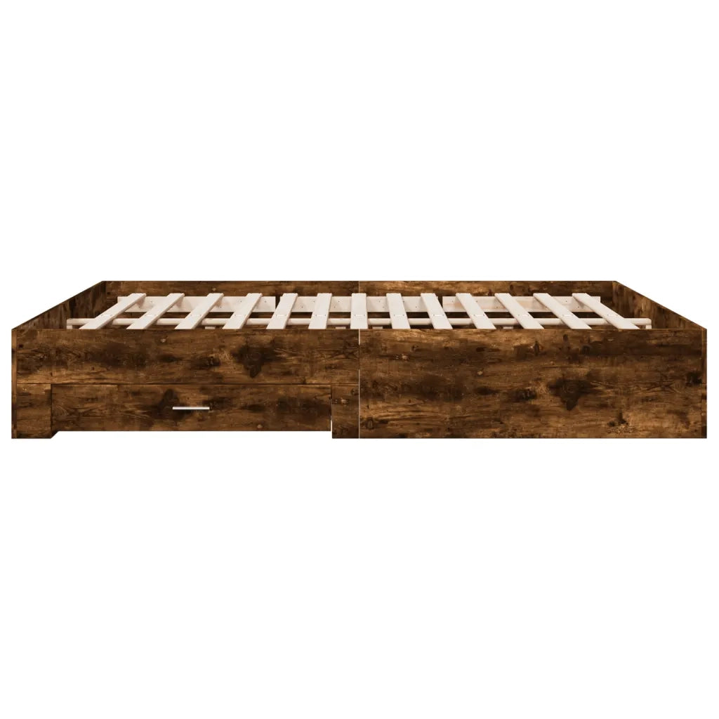Giroletto con Cassetti Rovere Fumo 200x200 cm Legno Multistrato